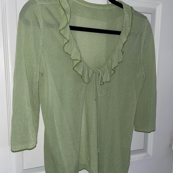 Green Ruffle Tie Top - Picture 2 of 5